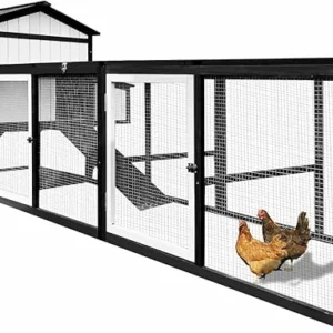 Ketive PET27 Extra Large 116in Chicken Coop Cage for 3-5 Chickens Wooden Hen House with Run Outdoor Poultry Cage with Nesting Boxes, Perches, Tray and Ramp, Combinable