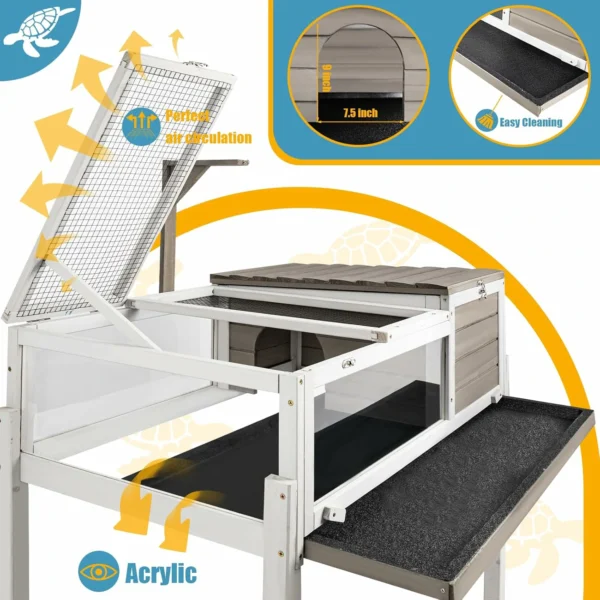 Ketive TOR03 Tortoise Habitat Large Tortoise Enclosure House with Detachable Legs Indoor & Outdoor, Reptile Cage for Small Animals-Leakproof Tray - Image 2