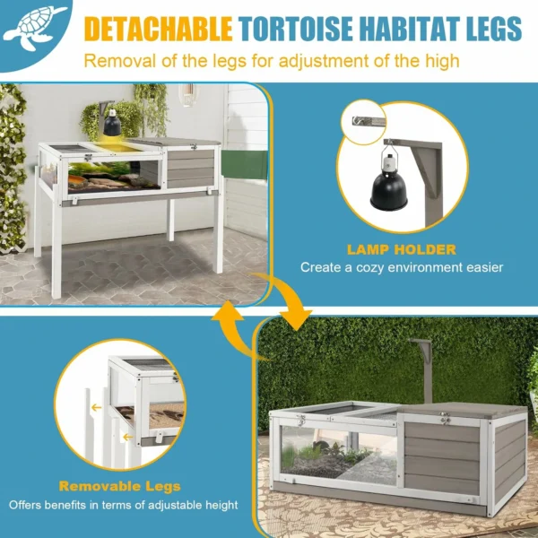 Ketive TOR03 Tortoise Habitat Large Tortoise Enclosure House with Detachable Legs Indoor & Outdoor, Reptile Cage for Small Animals-Leakproof Tray - Image 3
