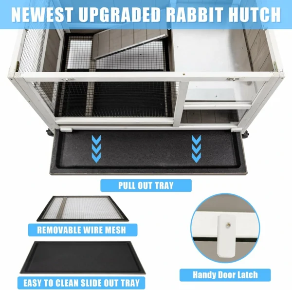 Ketive RAB16 Rabbit Hutch Indoor - Rabbit Cage Outdoor On Wheels Buuny Hutch Guinea Pig Cage Bunny Cage with Run and Hideout Hamster Cage with Wire Netting Above Pull Out Tray Pet House for Small Animals - Image 4