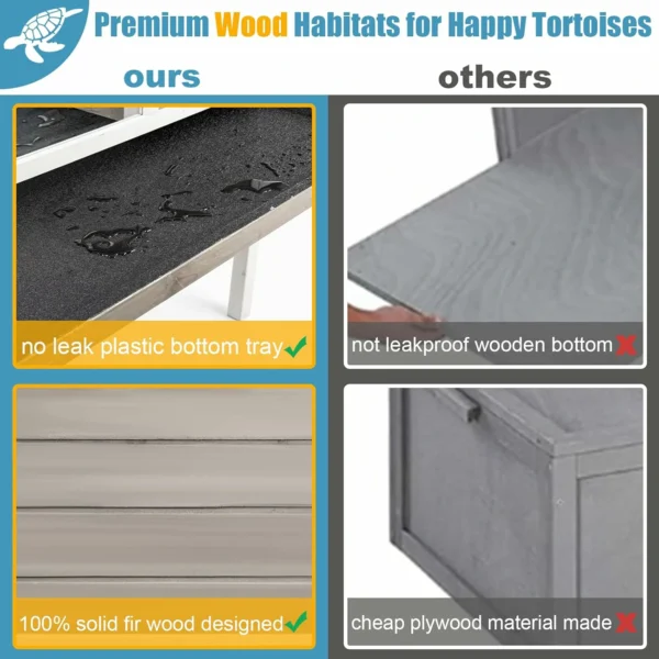 Ketive TOR03 Tortoise Habitat Large Tortoise Enclosure House with Detachable Legs Indoor & Outdoor, Reptile Cage for Small Animals-Leakproof Tray - Image 4