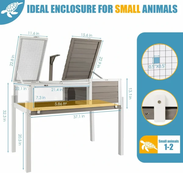 Ketive TOR03 Tortoise Habitat Large Tortoise Enclosure House with Detachable Legs Indoor & Outdoor, Reptile Cage for Small Animals-Leakproof Tray - Image 5