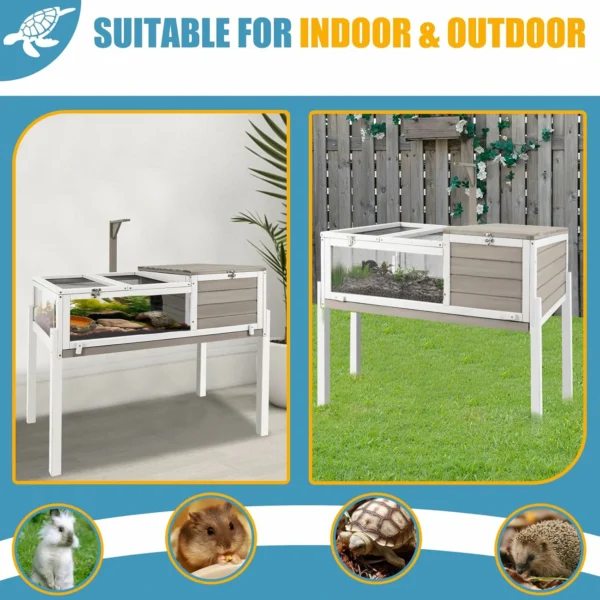 Ketive TOR03 Tortoise Habitat Large Tortoise Enclosure House with Detachable Legs Indoor & Outdoor, Reptile Cage for Small Animals-Leakproof Tray - Image 6