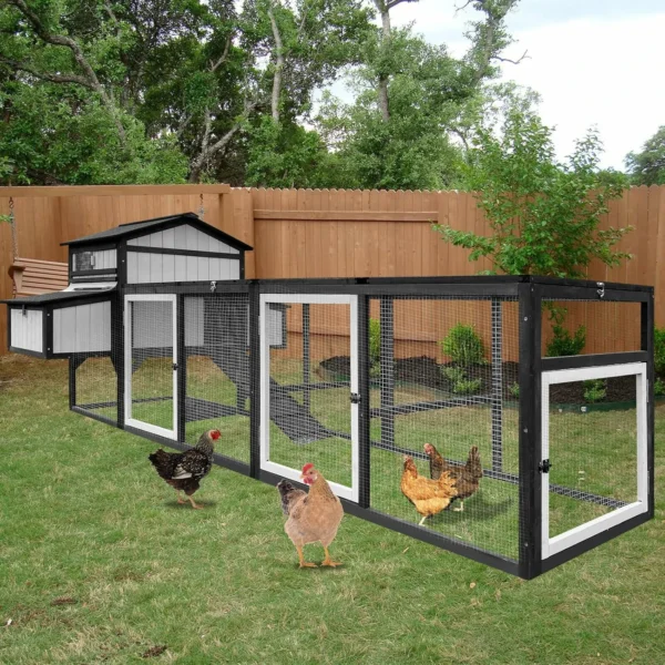 Ketive PET27 Extra Large 116in Chicken Coop Cage for 3-5 Chickens Wooden Hen House with Run Outdoor Poultry Cage with Nesting Boxes, Perches, Tray and Ramp, Combinable - Image 7
