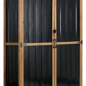 Ketive GF33 Outdoor Storage Cabinet Wood & Metal, Storage Shed Waterproof Double Lock for Anti-Theft Removable Shelves Adjustable Feet Wooden Floor