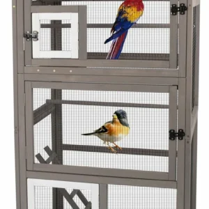 Ketive PET50 Flight Bird Cage Outdoor Large Wooden Bird Aviary Parrot Cage for Parakeet, Finches and Any Small Birds