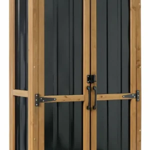 Ketive GF34 Outdoor Storage Cabinet Weatherproof Wood Metal Storage Shed with Adjustable Shelf, Lockable Doors, and Stability Features