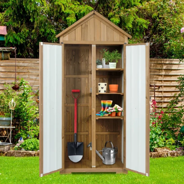 Ketive GF34 Outdoor Storage Cabinet Weatherproof Wood Metal Storage Shed with Adjustable Shelf, Lockable Doors, and Stability Features - Image 2
