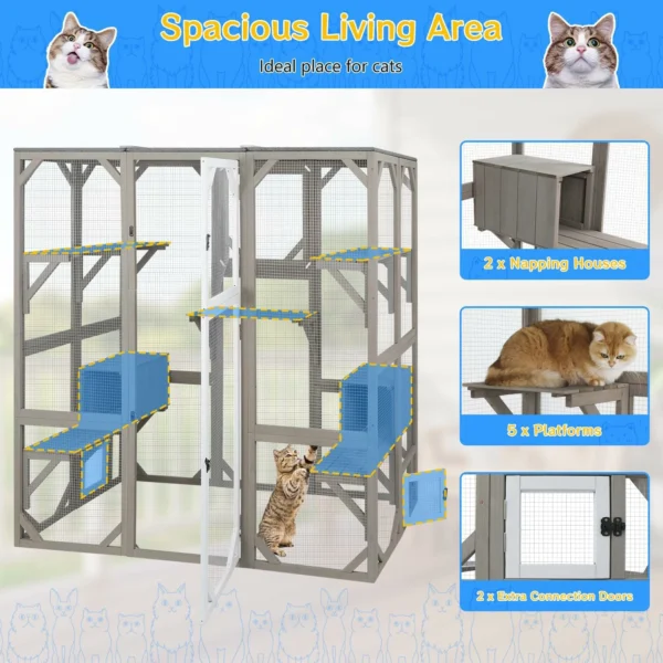 Ketive PET15 Catio Outdoor Cat Enclosure Cat House, Cat Cage Condo Indoor Playpen Kitty House Shelter with Multi Platforms, Waterproof Roof, Pull-Out Tray - Image 3