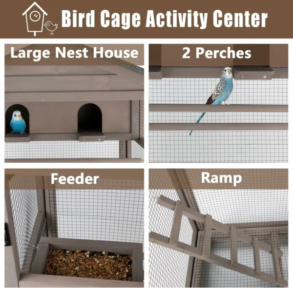 Ketive PET50 Flight Bird Cage Outdoor Large Wooden Bird Aviary Parrot Cage for Parakeet, Finches and Any Small Birds - Image 6