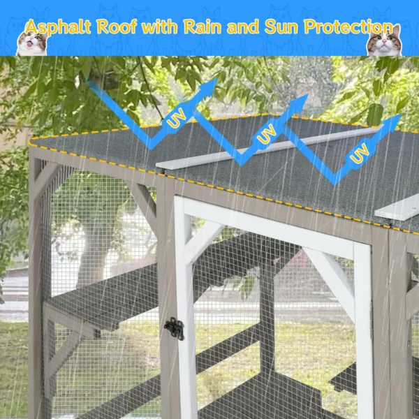 Ketive PET15 Catio Outdoor Cat Enclosure Cat House, Cat Cage Condo Indoor Playpen Kitty House Shelter with Multi Platforms, Waterproof Roof, Pull-Out Tray - Image 7