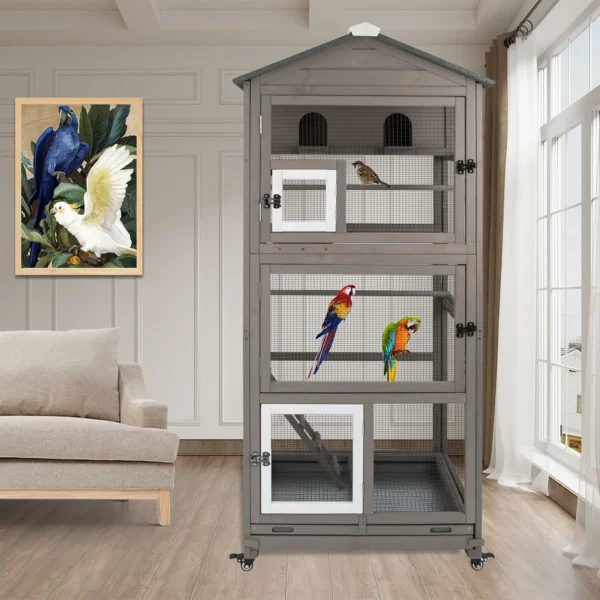 Ketive PET50 Flight Bird Cage Outdoor Large Wooden Bird Aviary Parrot Cage for Parakeet, Finches and Any Small Birds - Image 7