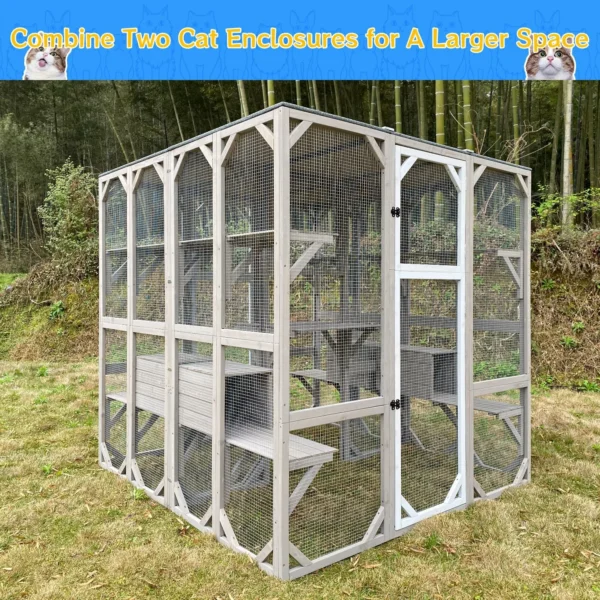 Ketive PET15 Catio Outdoor Cat Enclosure Cat House, Cat Cage Condo Indoor Playpen Kitty House Shelter with Multi Platforms, Waterproof Roof, Pull-Out Tray - Image 8