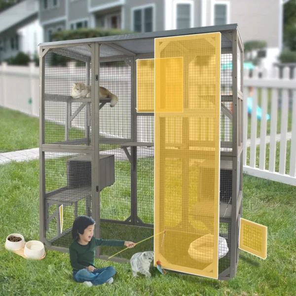 Ketive PET16NEW Catio Outdoor Cat Enclosure Large Window Cat House Walk in Kitty Cage with Multi-Level Platforms, Waterproof Roof for Mulitiple Cats - Image 8